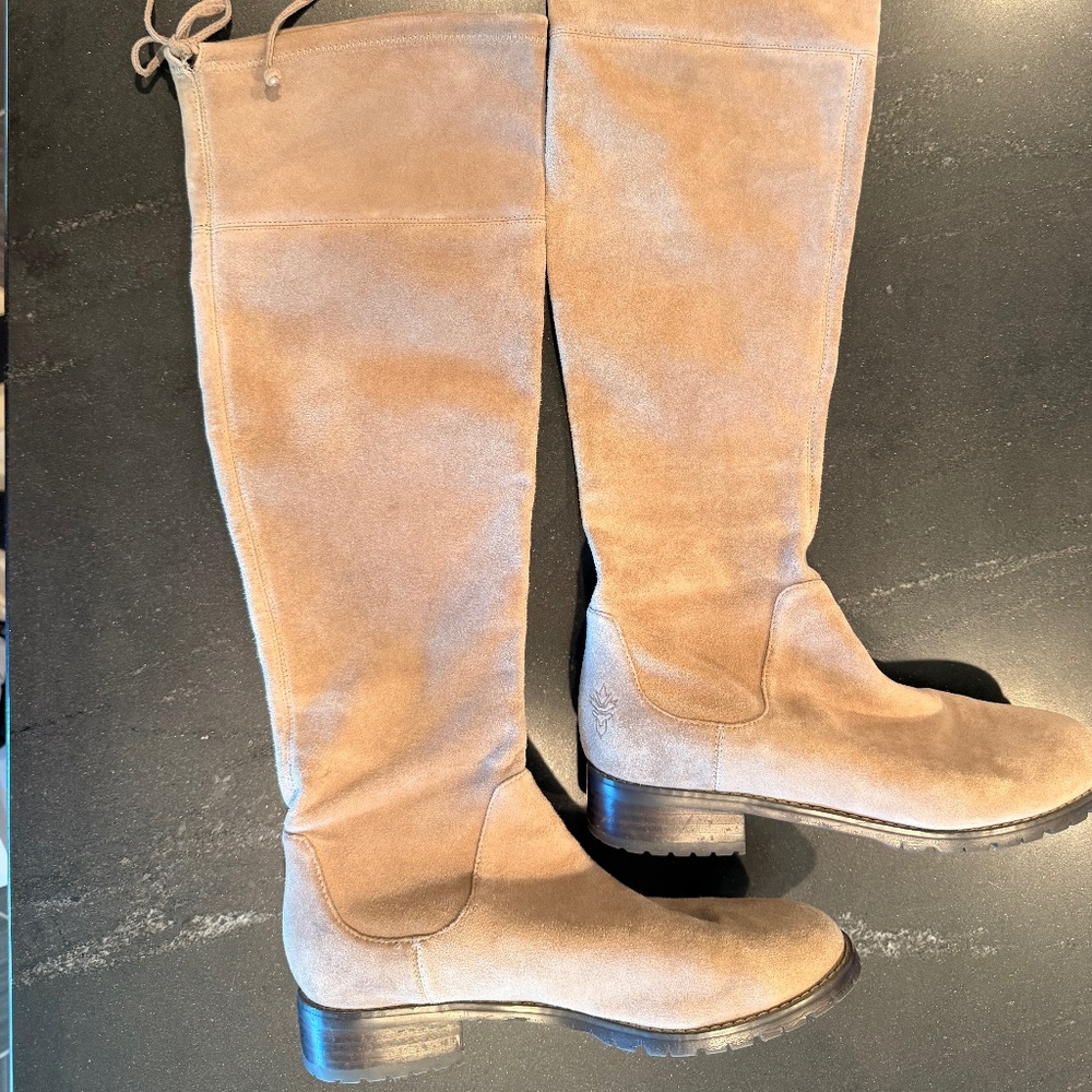 Suede Taupe Over-the-knee Boots